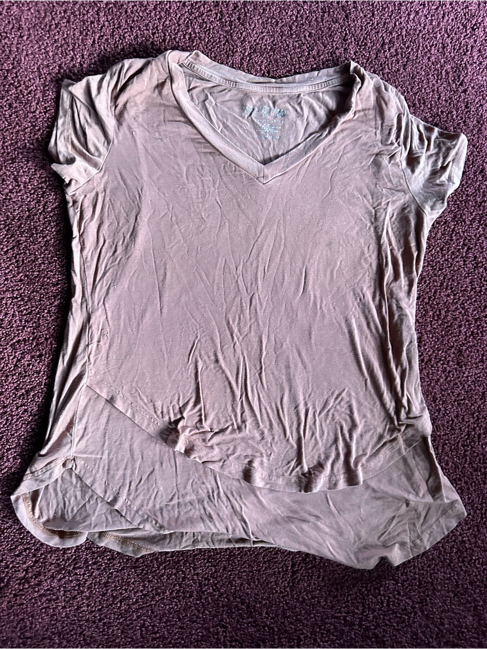 Latched Mama Mauve Pink V-Neck Layered-Hem Short Sleeve Top